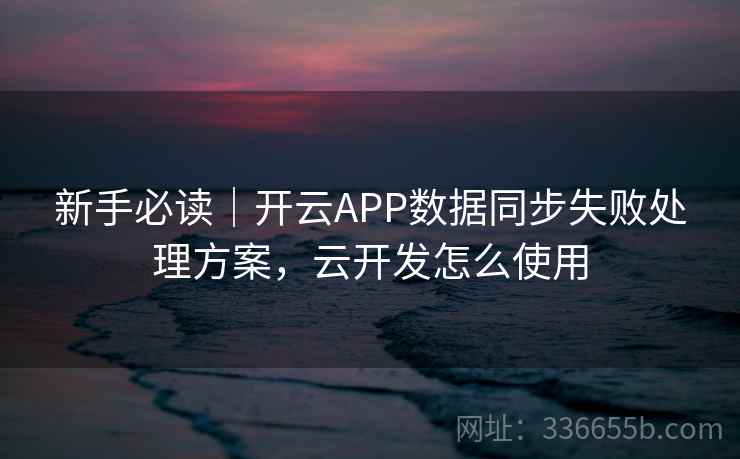 新手必读｜开云APP数据同步失败处理方案，云开发怎么使用