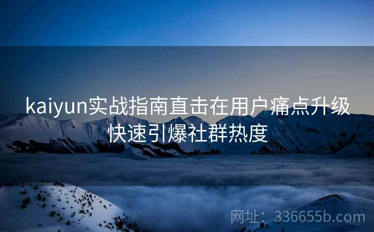 kaiyun实战指南直击在用户痛点升级快速引爆社群热度